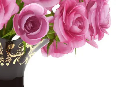 pink roses 3D model