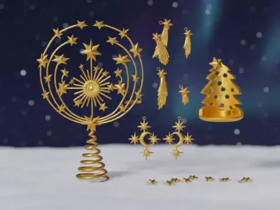 Christmas Decoration-Tree top-Candle Holder-Hanging Stars-Moon 3D print model