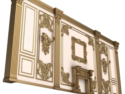 Boiserie Classic Wall with Mouldings 06 White Low-poly 3D model
