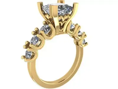 Princess ring big Engagement 3D print model
