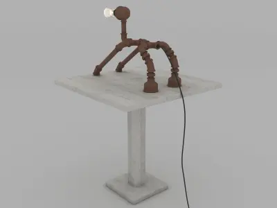 Table Pipe Dog Lamp 3D model