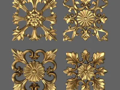 Decorative Wall Rosettes  01 3D model