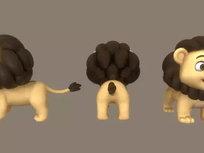 Rigged Cute Playful Ligh Brown Lion  Low-poly 3D model