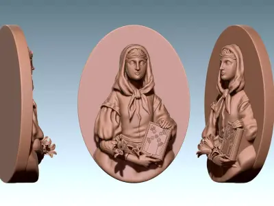 Saint Dymphna Pendant CNC and 3D print model
