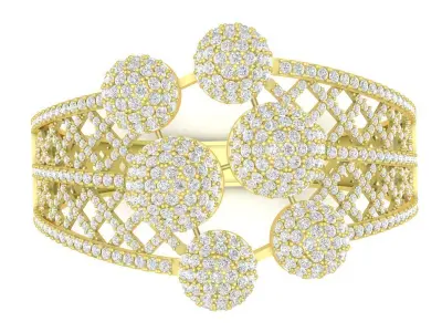 Elegant Multi Cluster Pave Flower Ring for Women  3514 3D print model