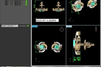 Women Earring 3dm STL OBJ FBX Render Details 3D print model