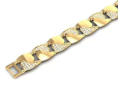 Luxury Cuban Link Diamond Bracelet for Men 1345 3D print model