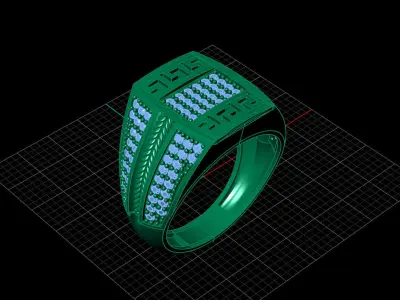 Print Ready STL 3DM  Gents Rings Diamond Men Ring  3D print model 112