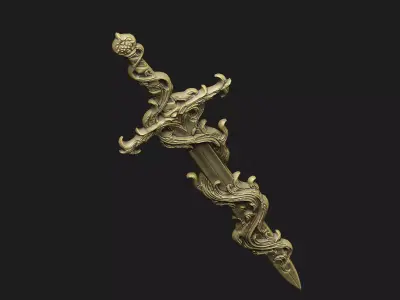 sword relic art art-cnc milling majestic textured wood-engraved 3D print model