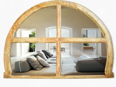 Vintage Arched Window Mirror 3D model