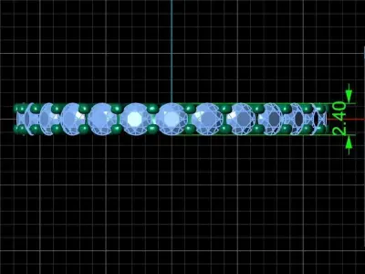 U Shaped Eternity Ring 2 point 4 mm stone size swiss 19 and EU59 3D print model