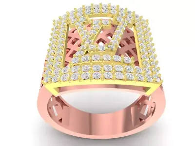 Luxury Multi Layer Square Diamond Ring Model 3415 3D print model