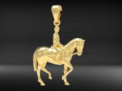Jockey And Horse Pendant Necklace 3D print model