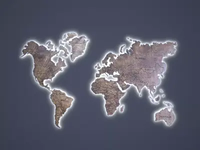  wooden map on the wall Low-poly 3D model