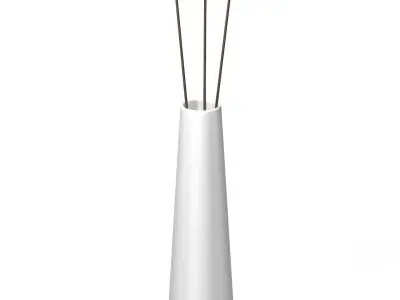 White Vase with Dried Flowers 3D model