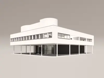 Villa Savoye Le Corbusier Low Poly Low-poly 3D model