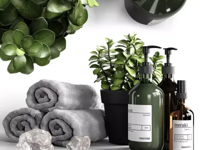 Bathroom decorative set with salt 3D model