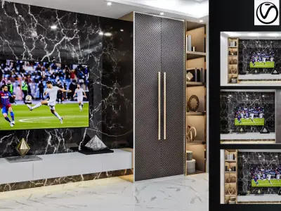 Modern TV Wall 04 Free 3D model