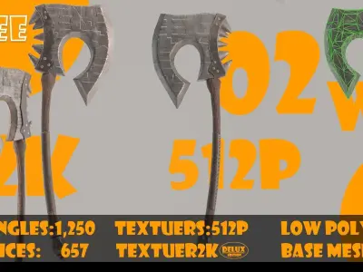 Axe collection-game assets-vol 02-2 model free Free low-poly 3D model