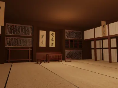 Kung-Fu Hall Low-poly 3D model