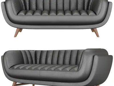 Seater leather Sofa BRUNO By KARE Design 3d model Low-poly 3D model