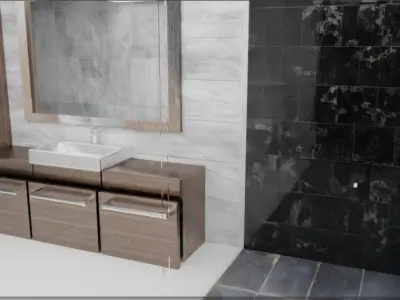 bathroom modern with walls Free low-poly 3D model