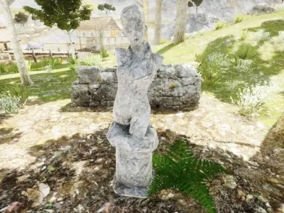 Low Poly Statue of man in woods Free low-poly 3D model