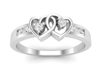 AV 702 Two Heart Shape Wedding Ring 3D print model