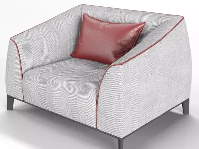 Singleton  Red and Gray Armchair 3D model
