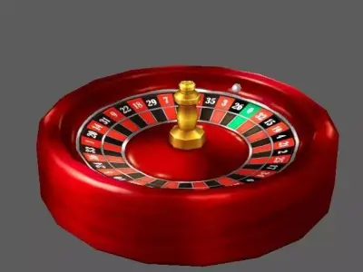 Roulette Set wooden medallion Low-poly 3D model