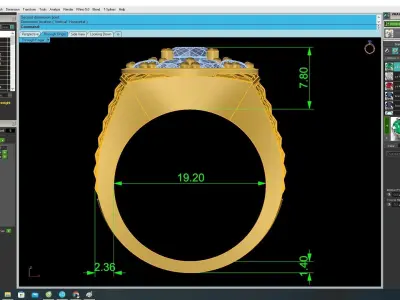 Luxury Round Cluster Signet Ring for Men  3406 3D print model