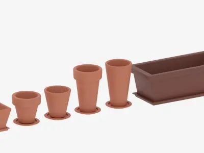 Cartoon Flower Pot Collection 3D model