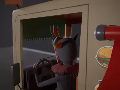 Burger Shop and Shaman Low-poly 3D model