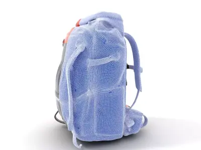 Bright Orange Backpack model pack Low-poly 3D model