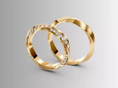 wedding rings009 3D print model