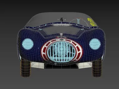 Sports Racing Car Osca Car Navy Blue  3D model