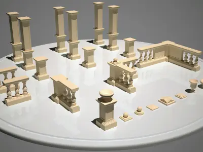 Classic Balustrade Generator Low-poly 3D model