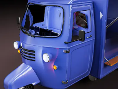 Food truck delivery tricycle Low-poly 3D model