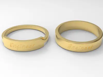Engineer Couple Ring Gold 3D print model