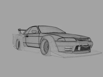 Nissan GT-R R32 with Liberty Walk Kaido Works LB85-02 Body Kit 3D model