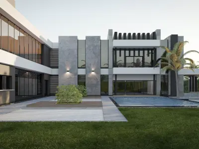 Modern House 01 - villa 3D model 3D model Free 3D model