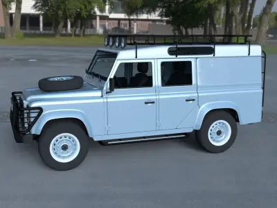 Land Rover Defender 110 Utility Station Wagon w interior HDRI 3D model