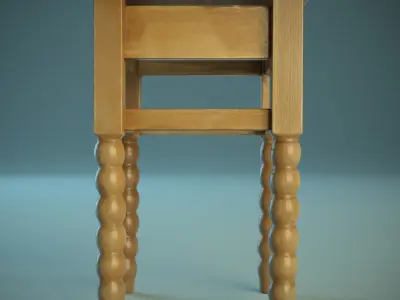 Wooden Chair PBR Low-poly 3D model