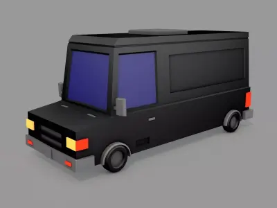 Cartoon Black Bus Car  Low-poly 3D model