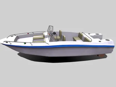 Ski Boat Low-poly PBR Low-poly 3D model