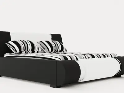 Verona Bed Frame With Storage180x200 Cm White Black Metal Low-poly 3D model