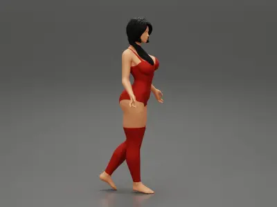Beautiful sexy woman red lingerie and stockings 3D print model