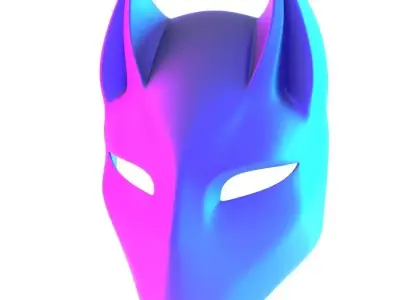 Lunar Feline Mask Abstract Bat Minimalist toy 3D print model