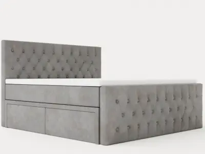 Velluto Complete Storage Bed 180x200 With Footboard Gray Low-poly 3D model
