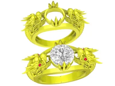 A4771 Luxury Diamond Chinese Dragon Men Ring 3D Model 3D print model